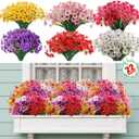 Powbrace 22 Pack Artificial Flowers for Outdoor Indoor Fake Plants, Faux Silk Flowers for Outdoors Outside Front Porch Hanging Planter Window Box Garden Spring Decoration(Multi-Colour)