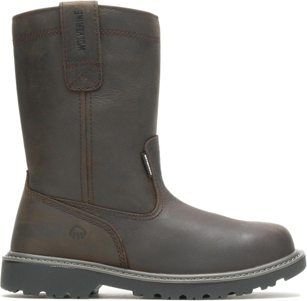 Wolverine Men's Floorhand Waterproof 10" Steel Toe Work Boot, Dark Brown, 11.5 W US