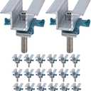20Pcs Solar Panel Clamps for Unistrut System Mount, Clips Bracket Mounting Hardware, Wide PV Photovoltaic Support Mid Mount, Adjustable Secure Aluminum Kit with Bolt Nut Fit Standard Roof Solar Panel