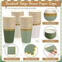Mimorou 338 Pcs Sage Green Plates and Napkins Party Supplies for Guests Sage Green Tableware Include Scalloped Plates Paper Napkin Cup Spoon Fork Knife for Baby Shower, Wedding, Birthday