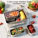 8 PCS Large Stainless Steel Food Storage Containers with Lids, 3 Sizes Meal Prep Containers Set for Vegetables, Fruits, Snacks, Roasting Chicken, Lasagna, BPA Free and Oven Safe (245oz, 31oz, 21oz)