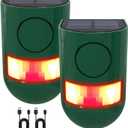 ChunHee Solar Motion Sensor Alarm Outdoor 4 Working Mode Motion Activated Alarm 129dB Loud Sound Noise Maker IP65 Waterproof Motion Detector with Strobe Light for Yard Farm Garden 2PC (Green-2pack)