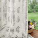 Boho Linen Curtains for Bedroom Living Room Black Farmhouse Boho Curtains 84 Inches Long Geometric Striped Patterned Mudcloth Grommet Top Light Filtering Window Drapes 2 Panels Black on Beige