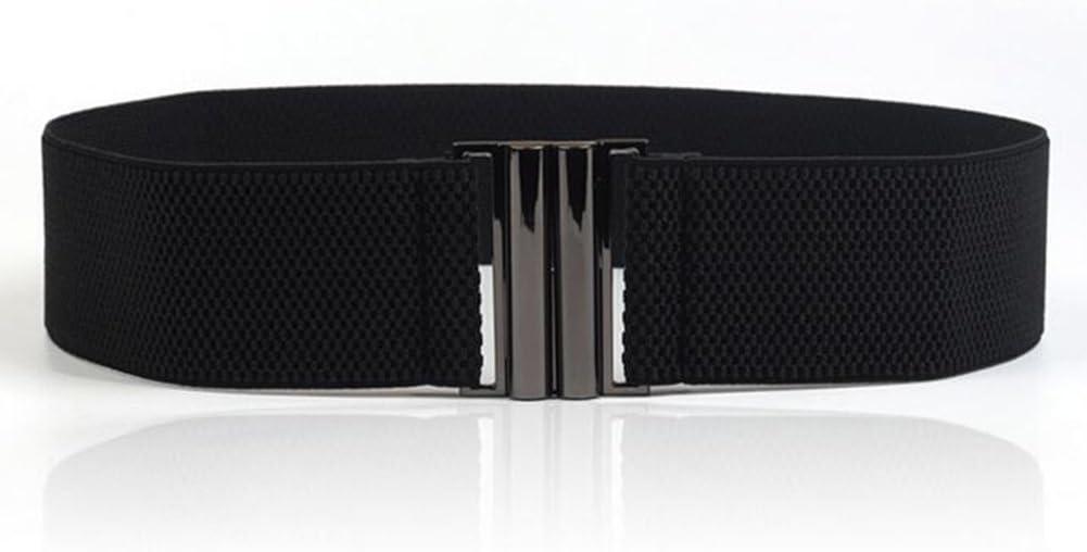 YYXR Womens Black Vintage Plus Elastic Stretchy Waist Cinch Trimmer Belt (Medium)