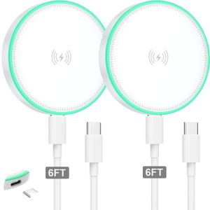 MagSafe Charger 2Pack 15W Magnetic Wireless Charger Fast Charging Pad with 6FT USB C to USB C Cable Compatible with iPhone 17/16/15/14/13/12 Series & AirPods 4/3/2/Pro | Strong Magnet Technology