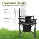 ALPHA CAMP Oversized Camping Folding Chair, Heavy Duty Support 450 LBS Steel Frame Collapsible Padded Arm Chair with Cup Holder Quad Lumbar Back, Portable for Outdoor