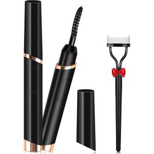 Heated Eyelash Curler for Women - Rechargeable Electric Eyelash Curler with 4 Heat Settings,Long-Lasting Curling Tool Includes Eyelash Brush,LED Display,Best for Women's Makeup (Black)