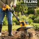 DEGGE Tiller, Cordless Tiller Cultivator with 48 Steel Tines, 9 inch Tilling Width and 6.7 inch Depth, 2 x 3.0Ah 21V Batteries & Charger, Gardening Tools for Lawn/Gardening/Soil Cultivation