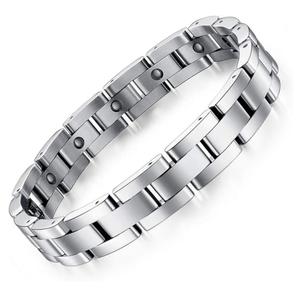 Feraco Magnetic Bracelets for Men Sleek Titanium Stainless Steel Magnetic Therapy Bracelet with Sizing Tool, Jewelry Gifts for Men (Silver)