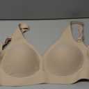 OEAK Womens Deep V Bras Wireless Comfortable Bra Supportive No Underwire Bras Tshirt Push Up Bralettes Plunge Seamless Bra (Large, Nude)