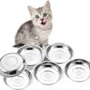 VENTION Small Shallow Cat Food Bowls, Outer Dia. 5.8 in Whisker Fatigue Cat Bowl, Stainless Steel Cat Food Dish for Indoor Cats, Set of 6 Replacement Cat Bowls for Raised Station(10.8 Fl.oz)