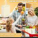Windyun 50 Pcs Reusable Tote Bag Bulk 8 x 4 x 10 Inch Non Woven Shopping Bag with Handle Christmas Reusable Grocery Gift Tote (Beige)