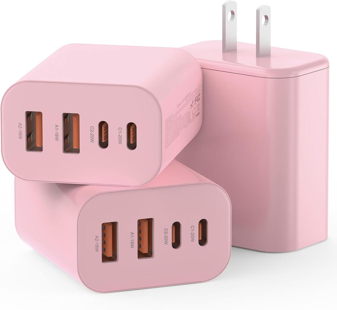 USB C Charger Block,40W USB C Charger Cube, Type C Charging Block, USB Wall Chargers Dual Port PD+QC Charging Cube for iPhone 16 15 14 13 12 11 Pro Max XS,iPad, Samsung Phone, Tablet (Pink)