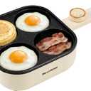 Electric Egg Pan Nonstick: No Stove Needed 900W Granite 4-Cup Omelette Pan with 2 Power Adjustable, Breakfast Non Stick Frying Pans Skillet for Eggs, Pancakes, Crepes, Plett and More