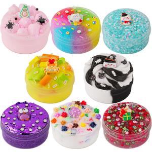 8 x 100ml Textures Slimes Kit for Kids, Slime Variety Pack Different Textures, with Snow Fizz, Sequins, Butter, Bead Slime, Slimes Party Favors for Girls & Boys, Birthday Easter Toy