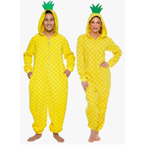 Funziez! Slim Pineapple and Avocado Adult Onesie - Food Halloween Costume - One Piece Cosplay Suit for Adults, Women and Men Size L