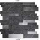 XUANINY 10-Sheet Peel and Stick Metal Backsplash Tiles, Self Adhesive Aluminum 3D Wall Sticker, Wall Panels for Kitchen Bathroom, Bedroom, Living Room(11.81"x11.81") (Dark Grey, 10)
