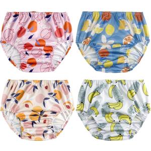 Reusable Rubber Pants for Toddlers Diaper Cover for Swimming Cute Plastic Diaper Covers Toddler Plastic Pants Rubber Pants for Babies 4 Packs Girls 3T