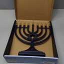 LED Electric Blue Hanukkah Menorah with Special Effects - Battery/USB Powered, Star of David, 4 Lighting/Blinking Modes, Large LED Bulbs, Chanukah Traditional Electric Menorahs - Navy Blue