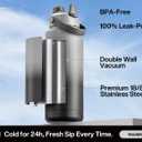 POWCAN 40 oz Insulated Water Bottle with 2-in-1 Straw and Spout Lid, Keep Cold 24H, Leak-Proof, BPA-Free, Double Wall Stainless Steel Water Bottle for Sports, Gym, Travel, and School (Obsidian)