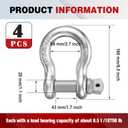 Pelopy 4 Pack 1 Inch Shackles D Ring Heavy Duty Bow Shackle with 1-1/8'' Screw Pin, 8.5 Tons / 18739 Lbs Working Load Limit for Towing Rigging Lifting Moving Winch Recovery