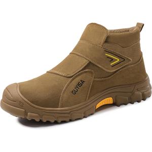 GLANOUDUN Steel Toe Boots for Men, Welding Work Boots with Puncture-Resistant Midsole, High Top Hook and Loop Safety Footwear for Welding Workshop Construction Warehouse Factory 38 
Brown