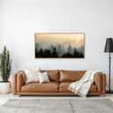 FWIEXA Misty Forest Wall Art Set Framed, Large Mountains Canvas Wall Decor, Green Nature Wall Painting, Foggy Tree Landscape Artwork 20x40 Inches for Living Room, Bedroom, Office, Gift