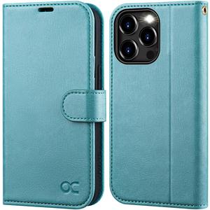 OCASE Compatible with iPhone 15 Pro Wallet Case, PU Leather Flip Folio Case with Card Holders RFID Blocking Kickstand [Shockproof TPU Inner Shell] Phone Cover 6.1 Inch 2023, Mint Green