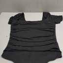 Chunpin Women's Bodysuits Square Neck Long Sleeve Bodysuits Mesh Ruched Thong Body Suit Outfits Going Out Tops (X-Large)