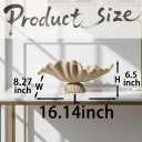 16" Large Decorative Bowl decor , Modern Home Decoration Scallop Bowl,Fashion Key Bowl for Entrance Table, Decorative Fruit Bowl for Kitchen Counter, Ruffle Decor, With Base, Artificial Stone Beige, 16.14inch
