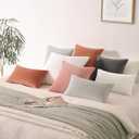 Throw Pillow Covers 22x22 Set of 2  Solid Decorative Pillow Cases for Couch, Sofa, Bed  Square Cushion Covers with Piping (No Insert) Light Orange