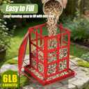 Bird Feeder, Heavy Duty Metal Bird Feeders for Outdoor Hanging, Retro Red House Wild Birdfeeder, Rainproof & Waterproof, 6 LBs Extra Large Capacity