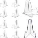 HillSpring 10 Pack 2.2 Inch Clear Small Easel Stand, Acrylic Tabletop Mini Stand, Display Holder for Sports Cards, Challenge Coin, Graded Cards, Name Card, Photo, Sign, Medal, Crystals, Plates