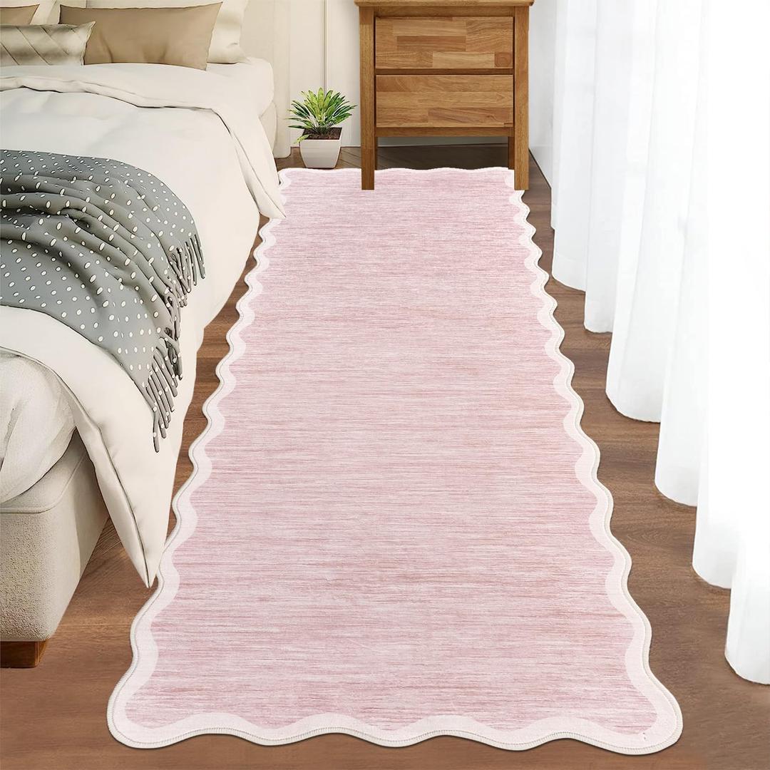 GarveeHome Scalloped Washable Rug 9x12 Area Rug for Living Room