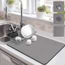 Drying Mat for Kitchen Countertops, Coffee Mat Hide Stain Rubber Backed Absorbent Dish Drying Mat (18" x 28", Dark Gray)