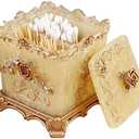 Easycomf Toothpick Holder Dispenser Qtip Holder Vanity Unique Decorative Cute Vintage Gold Golden Box Set Kit For Restaurant Table Appetizer Kitchen Bar Home Parties (Square Champagne Gold)