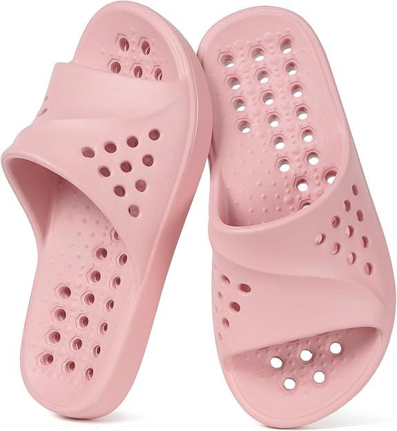 KVbabby Shower Shoes for Kids Massage Pool Slides with Arch Support Quick Drying Boys Girls Beach Sandals Non Slip Summer Bathroom Indoor House Slippers with Drain Holes, 3-4 Big Kid