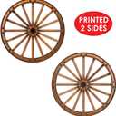 Beistle Wagon Wheel Cutouts, 4-Pack Rustic Western Party Decorations, Large Cowboy Ranch Theme Props for Barnyard Events Saloon Backdrops and Pioneer Celebrations, 18.5”
