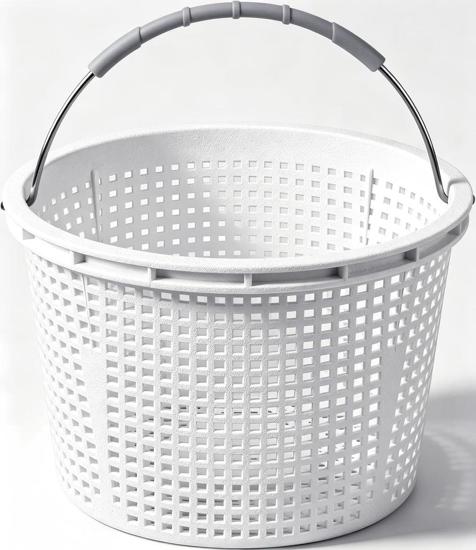 SPX1070E Pool Skimmer Basket for Inground Pool,8 Inch Pool Skimmer Basket for Hayward Skimmer Basket SP1070 and Pentair U-3 Skimmer Basket 08650-0007,Stainless Steel Handle, Built in Weighting