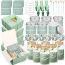 60 Pcs Bridesmaid Proposal Gifts Bridesmaid Box Set, Maid of Honor Gifts Include Box Glass Cup Candle Cards Scrunchies Hair Knotted Bracelets Hand Cream Diamond Pens(Green)