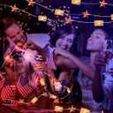btfarm 4th of July Decorations 16.4FT 50 LED Patriotic Flag Star Shaped Fairy String Lights Battery Operated with Remote Timer, 8 Modes Waterproof Independence Memorial Day Decorations