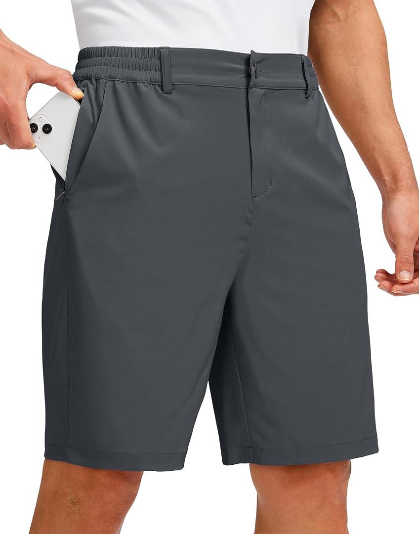 G Gradual Men's Golf Shorts with 5 Pockets 9" Light Weight Stretch Quick Dry Casual Dress Work Shorts for Men (Gray, S)