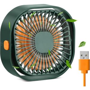 RJVW 4 Inch Small USB Desk Fan, 3-Speed Portable & 360Rotatable Mini Cooling Fan, USB-Powered Desktop Fan for Home Office Bedroom Dorm Indoor Outdoor Summer Gift (Green)