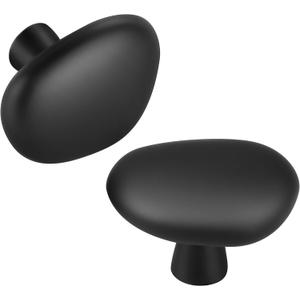 Malimali 5 Pack Matte Black Pebble Cabinet Knobs for Dresser Drawers, Cabinet Hardware Knobs for Kitchen Bathroom Cabinets Cupboard Pulls