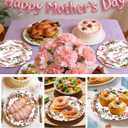 50PCS Happy Mother's Day Paper Plates and Napkins - Pink Floral Dessert Plates and Napkins Disposable Best Mom Ever Theme Supplie for Mother's Day Birthday Party Decorations