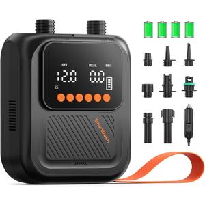 Rechargeable Paddle Board Pump, 2025 Portable SUP Air Pump with Dual Stage Inflation, 3x4500MAH, Up to 20 PSI, 30% Faster with Auto-Off, Ideal for Kayaks, Boats, and Tents (Black)