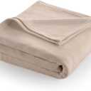 Full/Queen Size Fleece Blanket | Comfy Supersoft Fleece Blanket Full Size  All-Season Light Weight Throw Blanket | Luxuriously Soft | Throw Blanket for Couch and Sofa | Machine Wash | Beige
