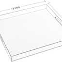 1818 Inch Clear Acrylic Serving Tray with Handles Extra Large Ottoman Tray Decorative Tray Spill-Proof Coffee Table Space Saver Oversize Counter top Organizer Platter with Safe Edge