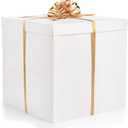 Kolldenn Extra Large Gift Box with Lid, Giant Gift Box for Gender Reveal Big Presents with Bows and Ribbons for Birthday Special Celebrations Anniversaries Wedding Party (White,28x28x28 Inches)