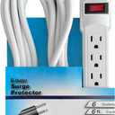 Electriduct 6-Outlet Surge Protector Power Strip 6ft Extension Cord, UL-Listed - White